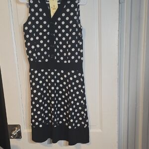 Black and White Polka Dot Sleeveless Dress